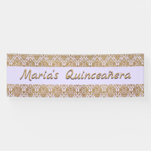 Bannière de célébration Gold et Lavender Damask