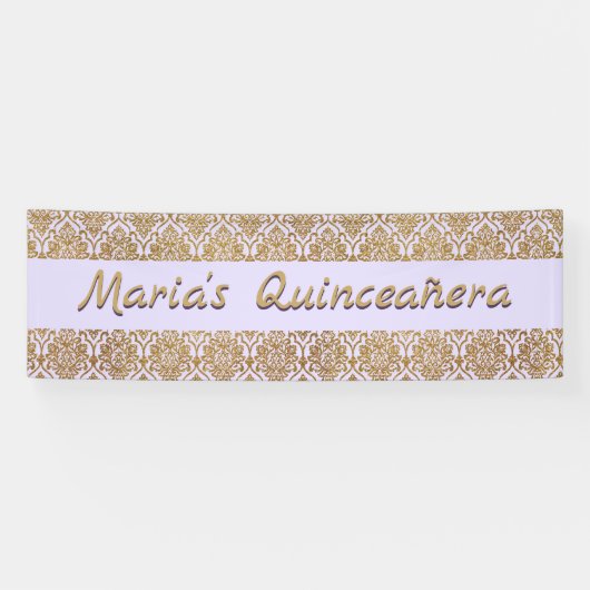 Bannière de célébration Gold et Lavender Damask (Horizontal)