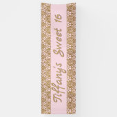 Bannière de célébration Gold et Pink Damask (Vertical)