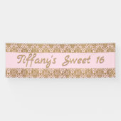 Bannière de célébration Gold et Pink Damask (Horizontal)