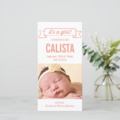 Bannière de charme bébé fille Faire-part de naissa (Debout devant)