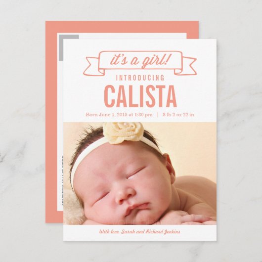 Bannière de charme Faire-part de naissance - Petit (Devant / Derrière)