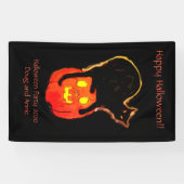 Bannière de chat noir Halloween sur une citrouille (Horizontal)