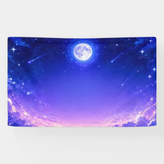 Bannière de ciel céleste éclairé par la lune