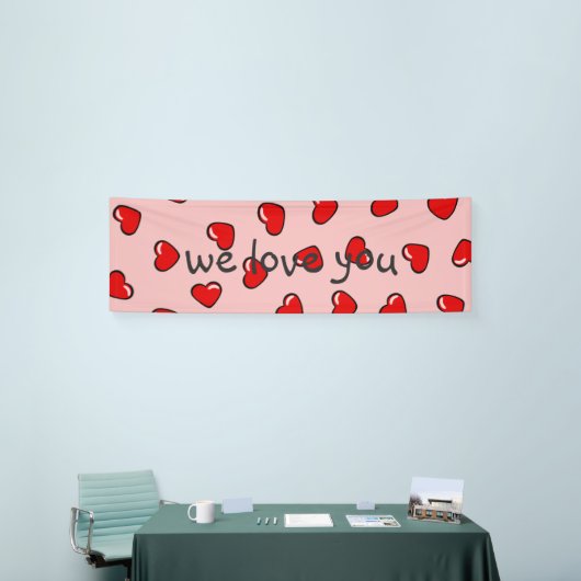 Bannière de coeurs d'amour mignons rouges (Salon professionnel)