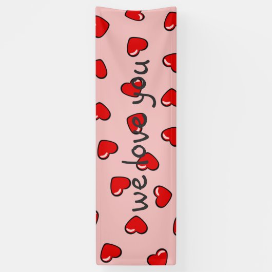Bannière de coeurs d'amour mignons rouges (Vertical)
