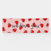 Bannière de coeurs d'amour mignons rouges (Horizontal)