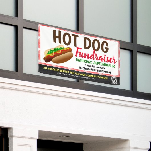 Bannière de collecte de fonds Hot Dog avec code qr (Bâtiment extérieur)