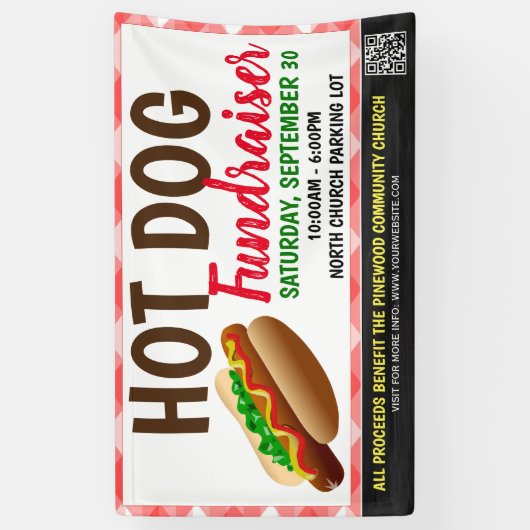 Bannière de collecte de fonds Hot Dog avec code qr (Vertical)