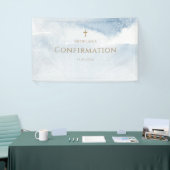 Bannière de confirmation garçon aquarelle bleue (Salon professionnel)