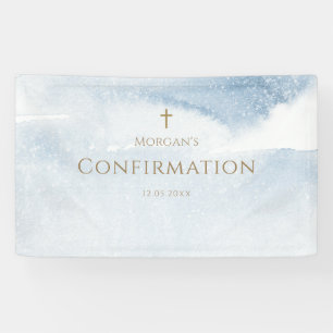 Bannière de confirmation garçon aquarelle bleue
