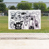 Bannière DE CRITTER DE DOODLE MONSTER HEUREUX (En situation)