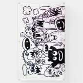 Bannière DE CRITTER DE DOODLE MONSTER HEUREUX (Vertical)