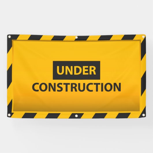 Bannière de danger jaune en construction (Horizontal)