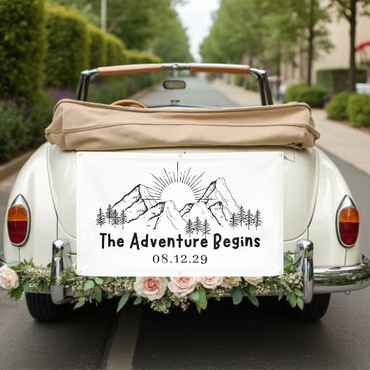 Bannière de début d'aventure juste marié