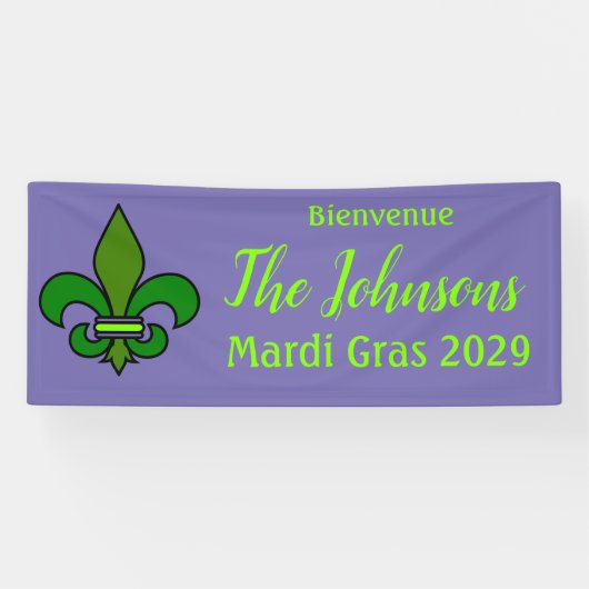 Bannière de décoration de fête Fleur de Lis Mardi (Horizontal)