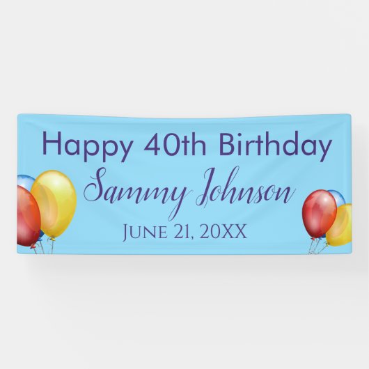 Bannière de décoration pour fête d'anniversaire 40 (Horizontal)