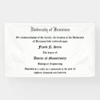 Bannière de diplôme de Dr. Frank N. Stein