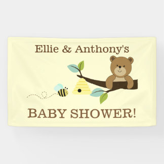 Bannière de douche d'abeille et d'ours de miel