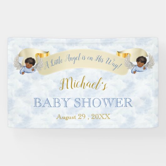 Bannière de douche Petits Anges Ailes Bleues (Horizontal)