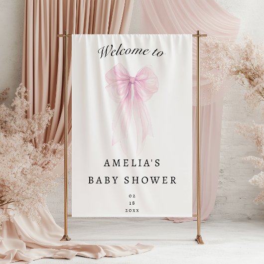 Bannière de douche pour bébé fille à arc rose pâle