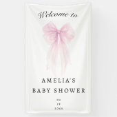 Bannière de douche pour bébé fille à arc rose pâle (Vertical)