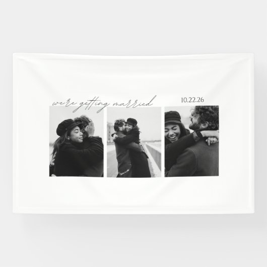Bannière de faire-part de mariage Noir & Blanc – R (Horizontal)
