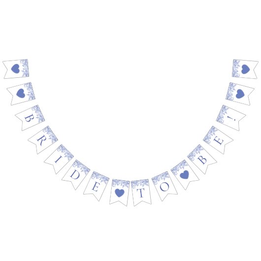 Bannière de fanions de mariage à fleurs bleues vin (Tout)