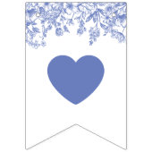 Bannière de fanions de mariage à fleurs bleues vin (Premier drapeau)