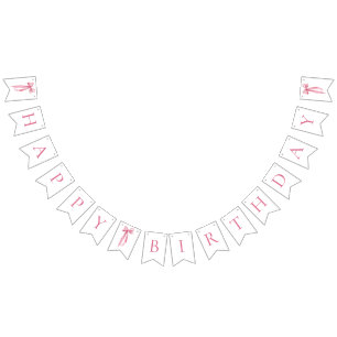 Bannière de fanions Joyeux Anniversaire Rose Moder