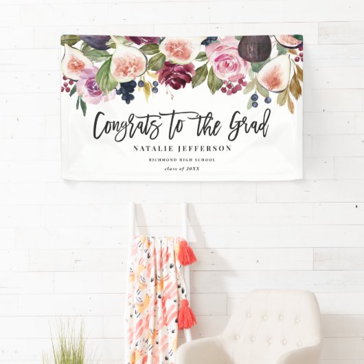 Bannière de félicitations pour diplômé floral d'aq (En situation)