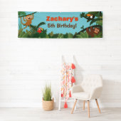 Bannière de fête d'animaux de thème de jungle trop (En situation)