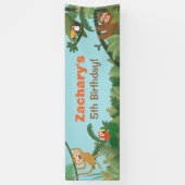 Bannière de fête d'animaux de thème de jungle trop (Vertical)