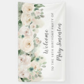 Bannière de fête d'anniversaire 18e Rose blanche F (Vertical)