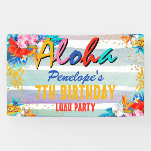 Bannière de fête d'anniversaire Aloha Luau Tropica