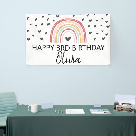 Bannière de fête d'anniversaire Arc-en-ciel et Coe (Salon professionnel)