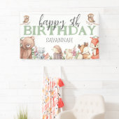 Bannière de fête d'anniversaire d'animal de bois s (En situation)