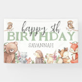Bannière de fête d'anniversaire d'animal de bois s (Horizontal)