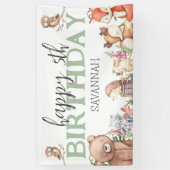 Bannière de fête d'anniversaire d'animal de bois s (Vertical)