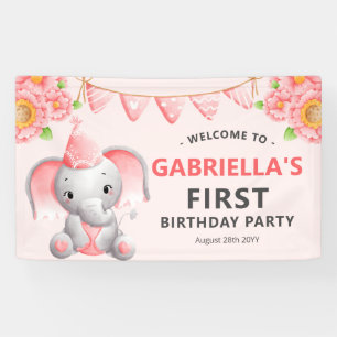Bannière de fête d'anniversaire de 1 an de fille é