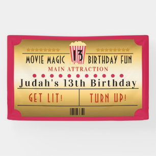 Bannière de fête d'anniversaire de billet de pop-c