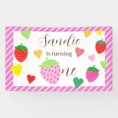 Bannière de fête d'anniversaire de fraise fille (Horizontal)