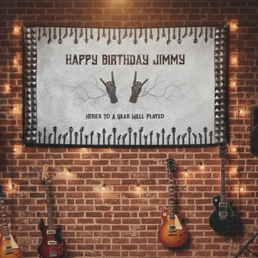 Bannière de fête d'anniversaire de guitariste rock