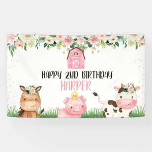 Bannière de fête d'anniversaire de la ferme flor