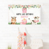 Bannière de fête d'anniversaire de la ferme floral (En situation)