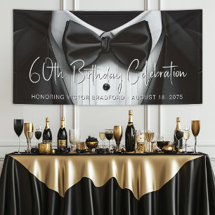 Bannière de fête d'anniversaire de Mens Tuxedo