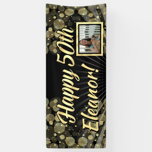 Bannière de fête d'anniversaire de photo d'or (Vertical)