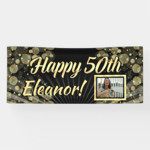 Bannière de fête d'anniversaire de photo d'or