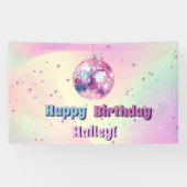 Bannière de fête d'anniversaire de Pink Disco (Horizontal)