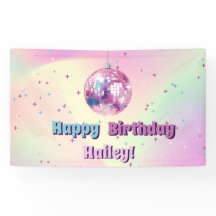 Bannière de fête d'anniversaire de Pink Disco
